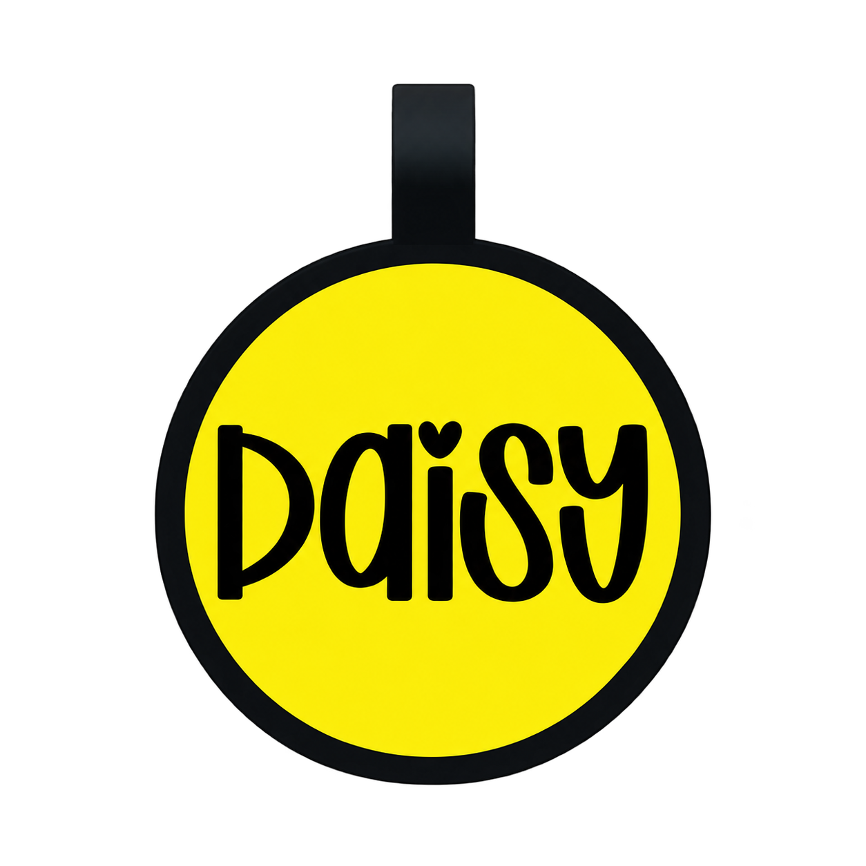 Yellow personalized circle tag